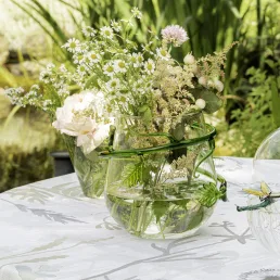 transparent medium glass vase with green liane c136 m