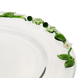 flora handcrafted glass service plate c203