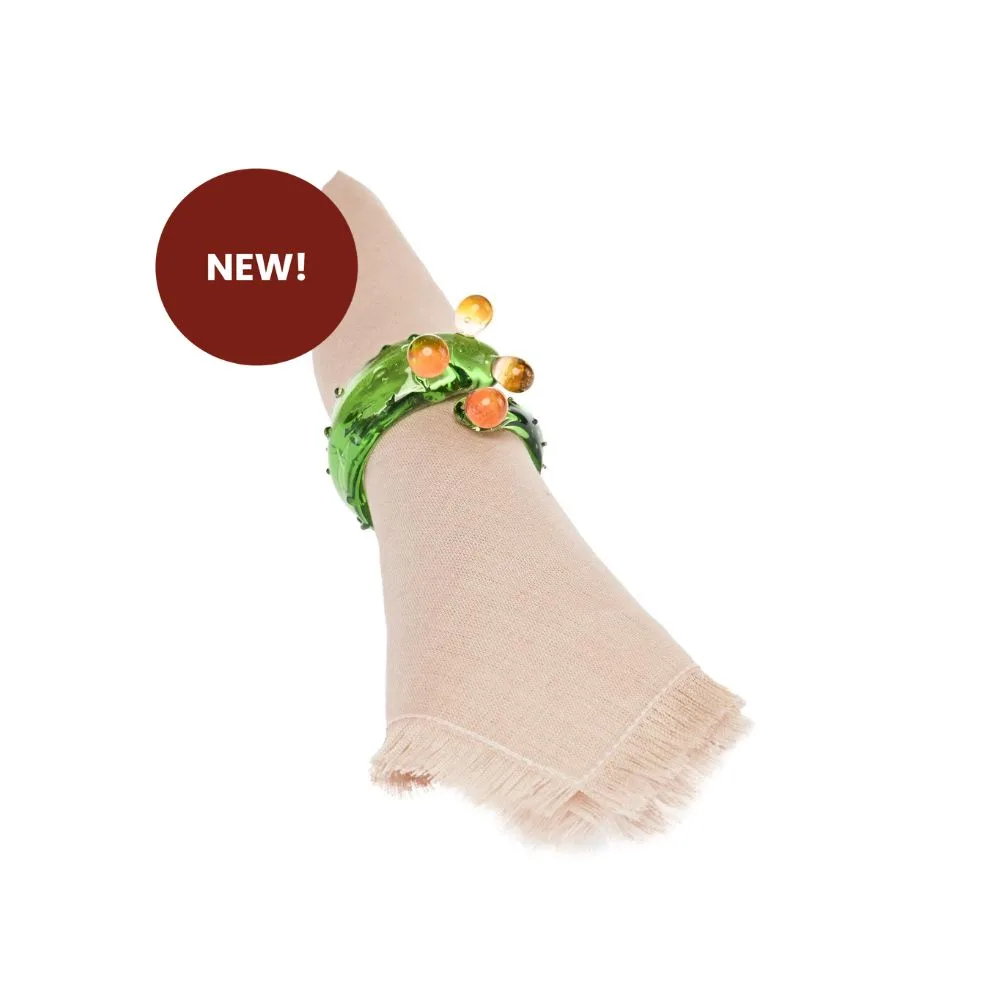 cactus mania hand made set of 6 glass napkin rings c204