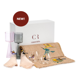 dinner for two set of glasses and linen tropical ch2