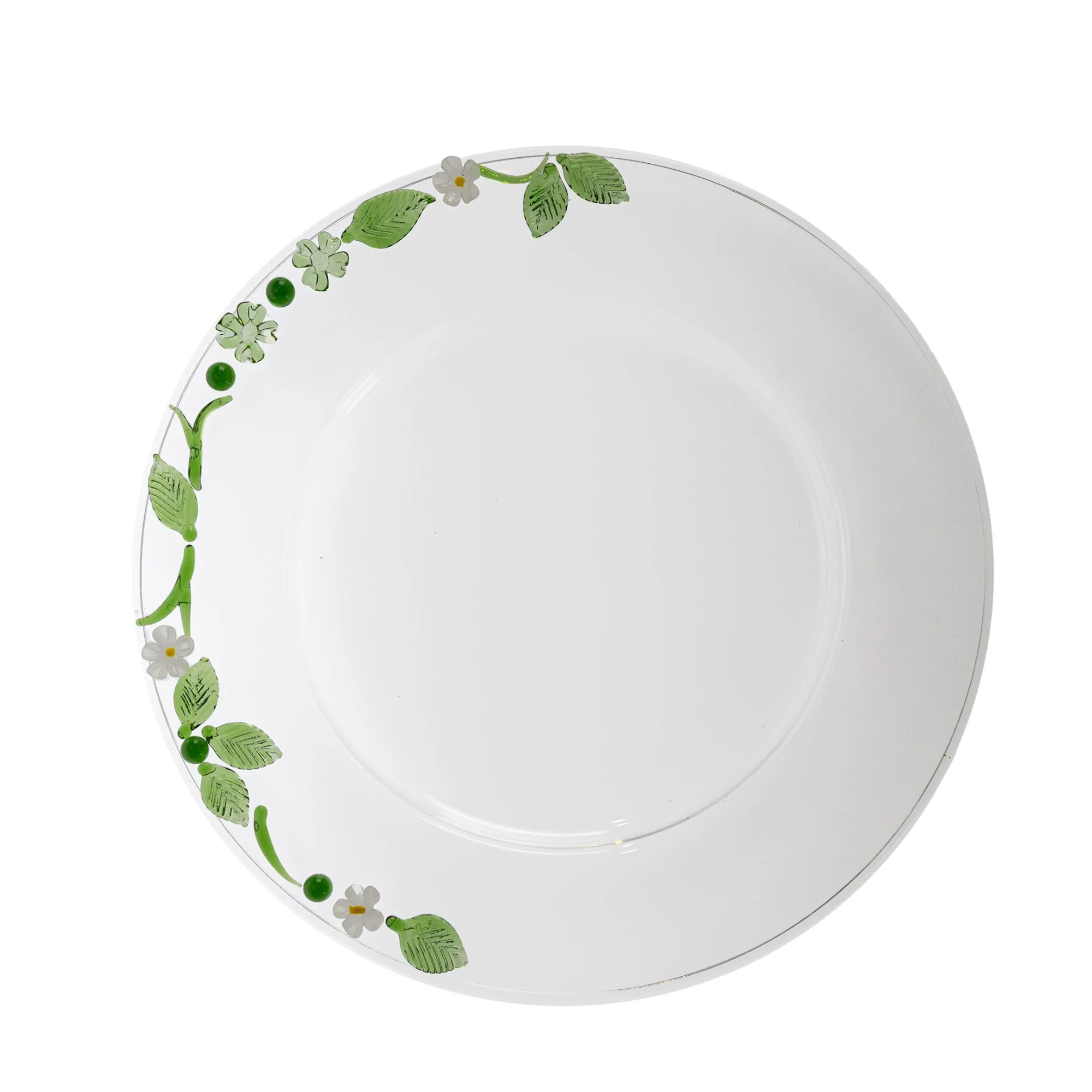 flora handcrafted glass service plate c203