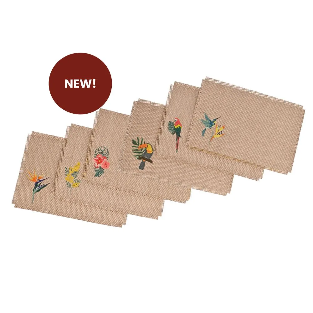 tropical set of 6 raphia placemats h3